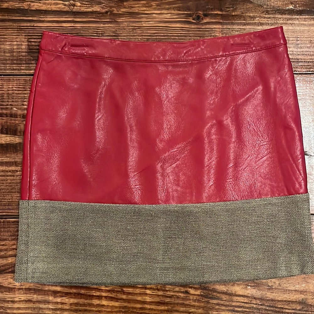 Like new medium red leather mini skirt
